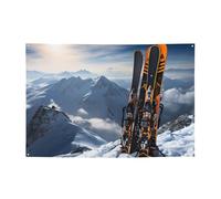 Sci in montagna Banner Decorazione per feste Sfondo Bandiera Festa di Compleanno Fotografia Sfondo Decorazione Banner e Segnali Decorazione da Parete Banner Feste Forniture Bomboniere 180 x 119 cm