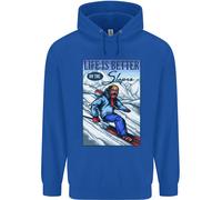 Sci Life Better On The Piste Sci Sciatore Bambini Felpa con Cappuccio