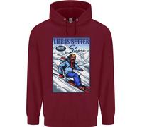 Sci Life Better On The Piste Sci Sciatore Bambini Felpa con Cappuccio