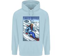 Sci Life Better On The Piste Sci Sciatore Bambini Felpa con Cappuccio