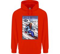 Sci Life Better On The Piste Sci Sciatore Bambini Felpa con Cappuccio