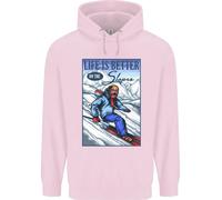 Sci Life Better On The Piste Sci Sciatore Bambini Felpa con Cappuccio