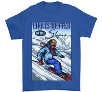 Sci Life Better On The Piste Sci Sciatore Uomo T-Shirt 100% Cotone