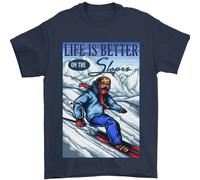 Sci Life Better On The Piste Sci Sciatore Uomo T-Shirt 100% Cotone