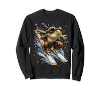 Sci Rana con Neve e Fiocchi di Neve Inverno Animale innevato Felpa