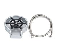 Sciacquatore per bicchieri a lavello, lavabicchieri automatico ad alta pressione con corpo e tubo in acciaio inox, ideale per uso domestico, bar e ristorante, con testina (Argento Nero)