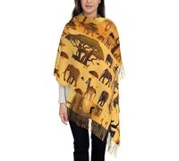 Scialle African Grassland Animals Print Scialli Avvolge Con Frange Sciarpa Donna Caldo Pashmina Scialle Per Autunno Inverno Regalo Perfetto Cerimonia