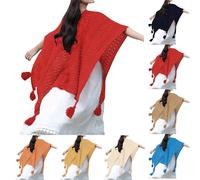 Scialle avvolge per Donna Inverno Lavorato a Maglia Cardigan Casual Poncho Aperto Davanti Maglione con Nappe 53,14x68,89 Pollici Sciarpa Cashmere Donna