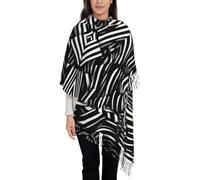Scialle Black And White Lines Print Pashmina Scialle Imitazione Cashmere Scialli Avvolge Caldo Sciarpa Donna Per Cerimonia Per Abito Autunno Inverno Donne Uomini