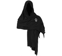 Scialle con cappuccio post apocalittico, mantello medievale rinascimentale, mantello da mago vichingo, accessorio per costume da uomo e donna, nero, 85.4 x 50 inches