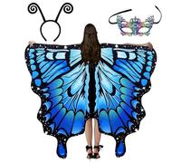 Scialle Con Di Farfalla, Costume Da Donna Halloween, Maschera E Fascia Antenna Giochi Ala Fata Costumi Vesti