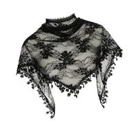 Scialle con sciarpa triangolare in pizzo con stile ritratto con rete traforata floreale, finiture con frange e drappeggio sulla testa o sulla spalla Scialle con sciarpa triangolare in pizzo Foulard lo
