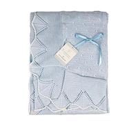 Scialle culletta in filo con volant Nazareno Gabrielli copertina 90x100 cm 0821 Celeste -