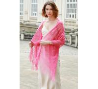 Scialle da donna in pizzo con frangia per abito da sera nuziale, Rosa | Elegante design in pizzo con delicati dettagli frangiati, perfetto per matrimoni, eventi nuziali, feste e occasioni formali.