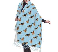 Scialle da donna - Pastore Tedesco Blu Oversize Autunno Inverno Coperta Sciarpa Moda per Donna