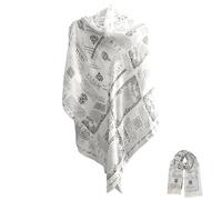 Scialle da preghiera cristiano con versetto biblico protettivo, sciarpa religiosa in tessuto fatta a mano per donna, sciarpe vintage versatili, accessori sacri ispirazionali per nonne in (White)