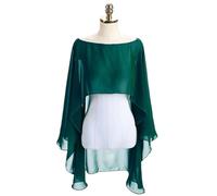 Scialle da Sposa Coprispalle da Donna con Scialle a Mantella in Chiffon Lungo Verde in Chiffon(Green)
