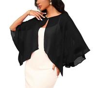 Scialle da sposa trasparente perle accento traspirante protezione solare ragazza coprispalle per sposa damigelle d'onore cerimonia ricevimento cardigan, Nero , Taglia unica