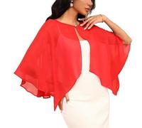 Scialle da sposa trasparente perle accento traspirante protezione solare ragazza coprispalle per sposa damigelle d'onore cerimonia ricevimento cardigan, Rosso, Taglia unica