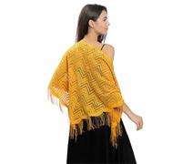 scialle di pizzo Sciarpa a triangolo Scialli in pizzo alla moda Lady Cape avvolge lo scialle dei vestiti da sera della festa nuziale di colore puro(Yellow)