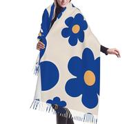 Scialle Florals Blue Yellow Flowers Sciarpa Donna Con Frange Scialli Avvolge Caldo Pashmina Scialle Per Cerimonia Per Abito Cerimonia Autunno Inverno
