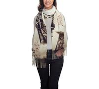 Scialle French Paris Tour Eiffel Tower Sciarpa Donna Con Frange Scialli Avvolge Imitazione Cashmere Pashmina Scialle Per Autunno Inverno Cerimonia Per Abito Cerimonia