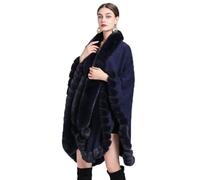Scialle in Cashmere Finto Mantella Invernale da Donna Mantello Caldo Mantello con Collo a Sciarpa Poncho Scialle in Pelliccia Sintetica Avvolge Cardigan Lavorato a Maglia da Donna (Taglia Unica)