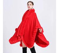 Scialle in Cashmere Finto Mantella Invernale da Donna Mantello Caldo Mantello con Collo a Sciarpa Poncho Scialle in Pelliccia Sintetica Avvolge Cardigan Lavorato a Maglia da Donna (Taglia Unica)