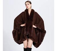 Scialle in Cashmere Finto Mantella Invernale da Donna Mantello Caldo Mantello con Collo a Sciarpa Poncho Scialle in Pelliccia Sintetica Avvolge Cardigan Lavorato a Maglia da Donna (Taglia Unica)