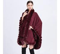 Scialle in Cashmere Finto Mantella Invernale da Donna Mantello Caldo Mantello con Collo a Sciarpa Poncho Scialle in Pelliccia Sintetica Avvolge Cardigan Lavorato a Maglia da Donna (Taglia Unica)