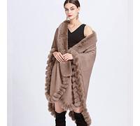 Scialle in Cashmere Finto Mantella Invernale da Donna Mantello Caldo Mantello con Collo a Sciarpa Poncho Scialle in Pelliccia Sintetica Avvolge Cardigan Lavorato a Maglia da Donna (Taglia Unica)