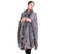 Scialle in Cashmere Finto Mantella Invernale da Donna Mantello Caldo Mantello con Collo a Sciarpa Poncho Scialle in Pelliccia Sintetica Avvolge Cardigan Lavorato a Maglia da Donna (Taglia Unica)