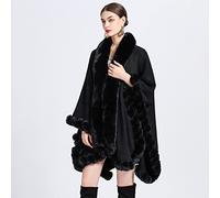 Scialle in Cashmere Finto Mantella Invernale da Donna Mantello Caldo Mantello con Collo a Sciarpa Poncho Scialle in Pelliccia Sintetica Avvolge Cardigan Lavorato a Maglia da Donna (Taglia Unica)