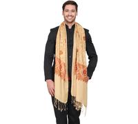 Scialle Jamavar in lana paisley beige da uomo jacquard pashmina stola Jamawar...