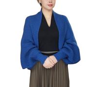 Scialle Lavorato A Maglia Blu Reale Da Donna Autunno Inverno Coprispalle Da Sposa Damigelle D'Onore Stola Mantello Lavorato A Maglia Da Donna Cardigan Aperto Sul Davanti per Abiti Da Sera Casual