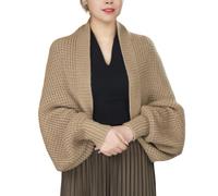 Scialle Lavorato A Maglia Marrone Chiaro Da Donna Autunno Inverno Coprispalle Da Sposa Damigelle D'Onore Stola Mantello Lavorato A Maglia Da Donna Cardigan Aperto Sul Davanti per Abiti Da Sera Casua