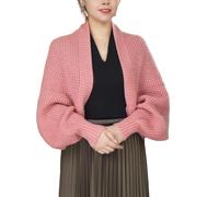 Scialle Lavorato A Maglia Rosa Chiaro Da Donna Autunno Inverno Coprispalle Da Sposa Damigelle D'Onore Stola Mantello Lavorato A Maglia Da Donna Cardigan Aperto Sul Davanti per Abiti Da Sera Casual