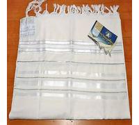 Scialle preghiera Tallit nuovo lana righe bianche modello 70