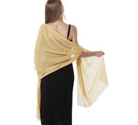 Scialle stola in chiffon per abiti da sera, da donna, elegante sciarpa morbida, sciarpa da sposa, stola da sposa, Oro, taglia unica
