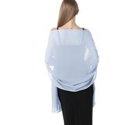 Scialle stola in chiffon per abiti da sera, da donna, elegante sciarpa morbida, sciarpa da sposa, stola da sposa, Azzurro chiaro, taglia unica