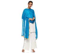 Scialle stola lunga Banarasi Dupatta tessuto seta arte indiana avvolgente col...