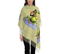 Scialle The Funny Frog Doing Yoga Print Sciarpa Donna Caldo Pashmina Scialle Lunga Invernale Sciarpa Per Cerimonia Per Abito Cerimonia Autunno Inverno
