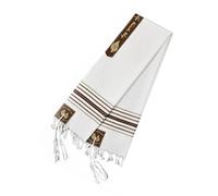Scialle unisex per preghiere ricamate con lettera sacra ebraica, lunghezza 180,3 cm, per rituali e celebrazioni, scialle per preghiere Tallit, Marrone, Taglia unica