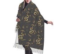 Scialle Wrap per le donne - Gotico divertente serpente dorato luna oversize autunno inverno coperta sciarpa moda per le donne