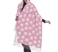 Scialle Wraps per le donne - Simpatico gatto rosa oversize autunno inverno coperta sciarpa moda per donna