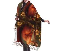 Scialle Yellow Flowers And Squirrel Invernale Sciarpa Con Frange Pashmina Scialle Caldo Scialli Avvolge Per Autunno Inverno Donne Uomini Cerimonia Per Abito