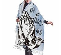 Scialli Con Nappe, Stole, Posso Fare Ogni Cosa In Cristo, Versetto Filippesi 4 13 13, Festa Di Nozze Con Piume Blu Scialle Morbido Sciarpe Lunghe Da Donna Elegante Foulard Con Nappe