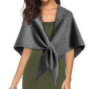Scialli da donna | Elegante scialle per maglione, mantello lavorato a maglia in tinta unita per viaggi, ufficio, stanze climatizzate, sera, Grigio scuro, Refer to description