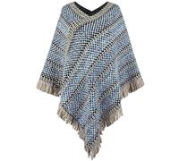 Scialli da Donna Mantelle Pullover - Pullover Vintage A Righe A Contrasto di Colore Cappottino A Mantella Cappotto da Donna con Nappa Oversize Poncho Lavorato A Maglia Sciolto Mantello Cappo