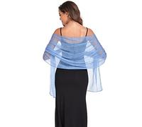 Scialli da donna morbidi e setosi per abito da sera eleganti sciarpe da sposa damigella d'onore, Blu polvere, 79''×27'’